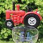 Preview: Regenmesser Traktor mit Glas Gartenstecker aus Gusseisen rot