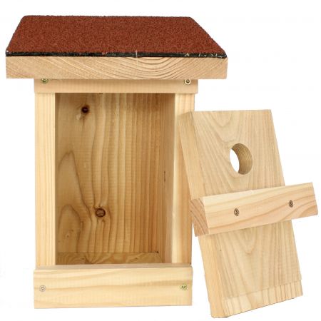 Vogelnistkasten 32 mm, Lärchenholz, Dach mit Teerpappe
