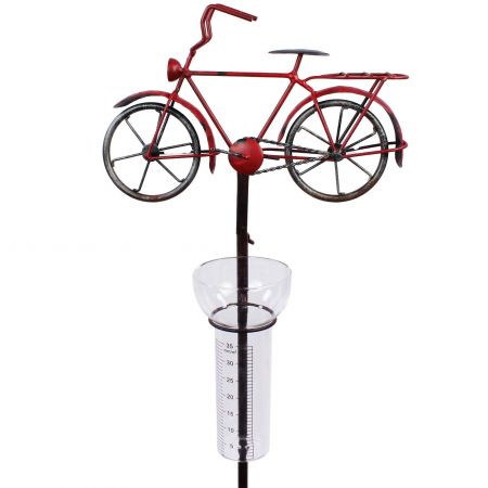 Regenmesser mit Fahrrad rot