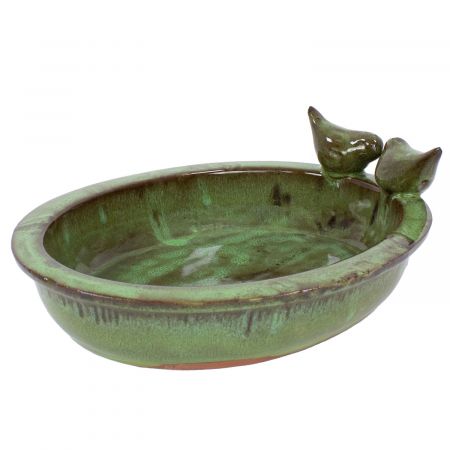 Vogeltränke Keramik oval grün Esschert Design