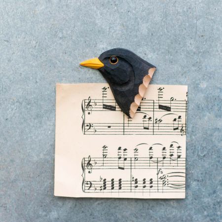 Magnet Amsel handgeschnitzt