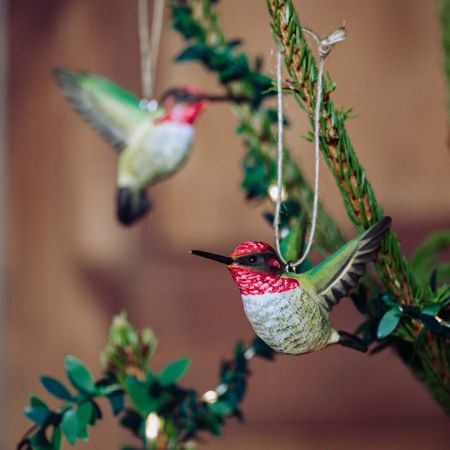 Annakolibri Holzvogel am Weihnachtsbaum