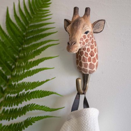 Wildlife Garden Haken Giraffe handgeschnitzt