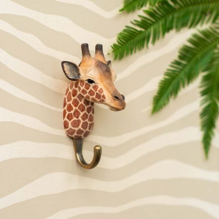 Wildlife Garden Haken Giraffe handgeschnitzt