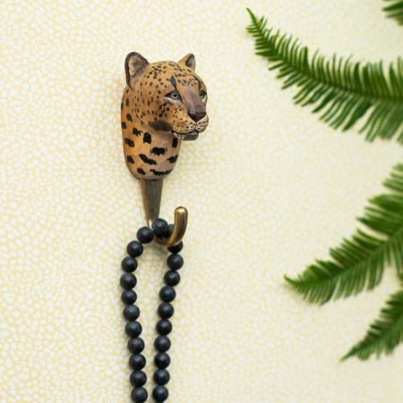 Wildlife Garden Haken Leopard handgeschnitzt