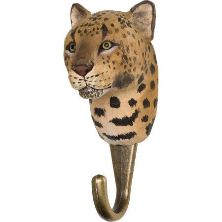 Wildlife Garden Haken Leopard handgeschnitzt