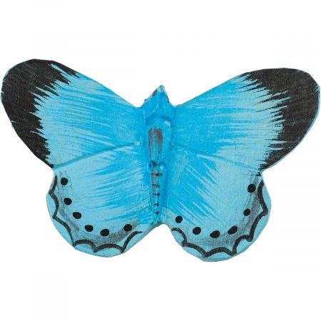 Faulbaum-Bläuling handgeschnitzter Schmetterling mit Magnet