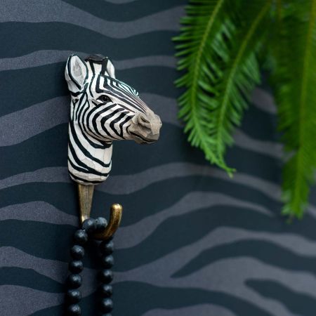 Wildlife Garden Haken Zebra handgeschnitzt