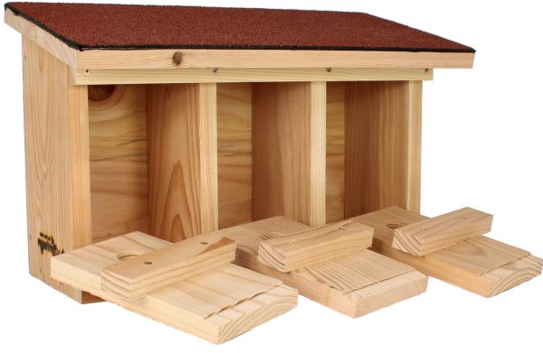 Sperlingskoloniehaus massiv, 32 mm, Lärchenholz, Dach mit Teerpappe