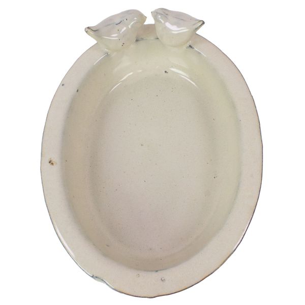 Vogeltränke Keramik oval cremeweiß, Esschert-Design