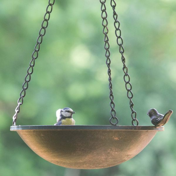 Vogeltränke Metall zum Hängen mit 3 Vögeln