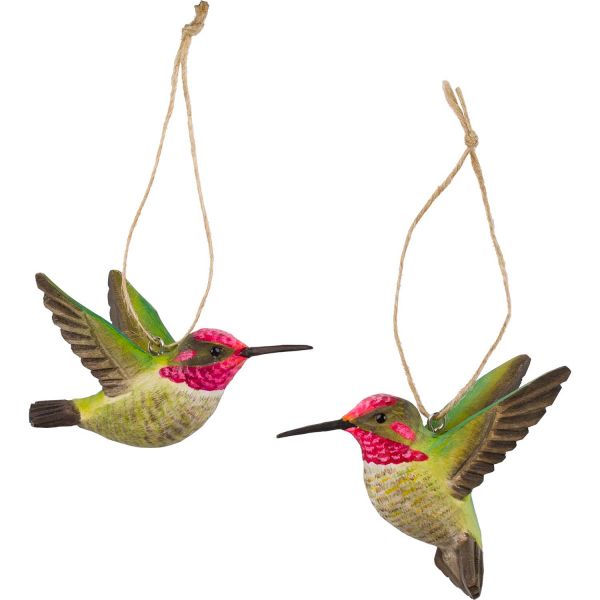 Annakolibri-Paar als Holzvögel von Wildlife Garden in 2 Flughaltungen