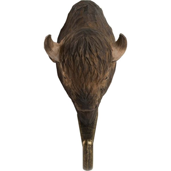 Wildlife Garden Haken Bison handgeschnitzt