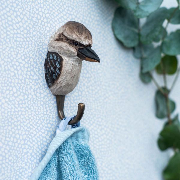 Wildlife Garden Haken Kookaburra handgeschnitzt