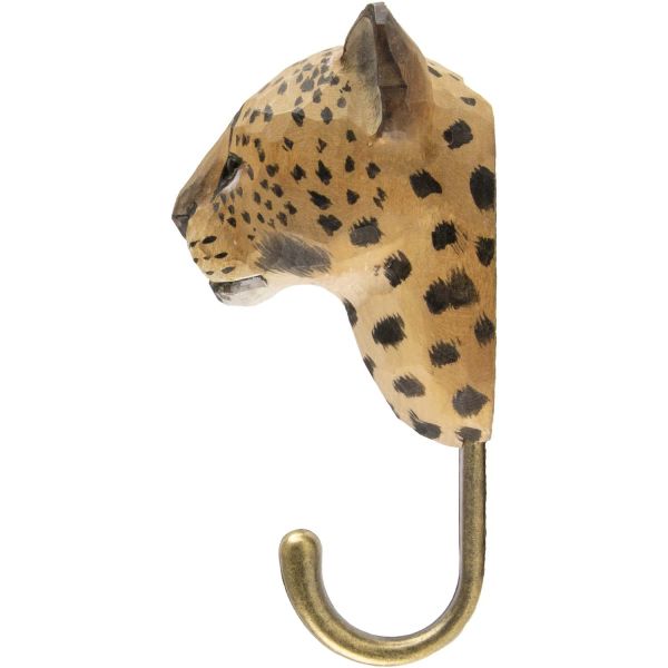 Wildlife Garden Haken Leopard handgeschnitzt