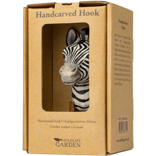 Wildlife Garden Haken Zebra handgeschnitzt