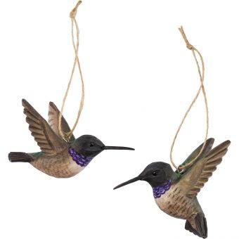 Schwarzkinnkolibri-Paar als Holzvögel von Wildlife Garden in 2 Flughaltungen