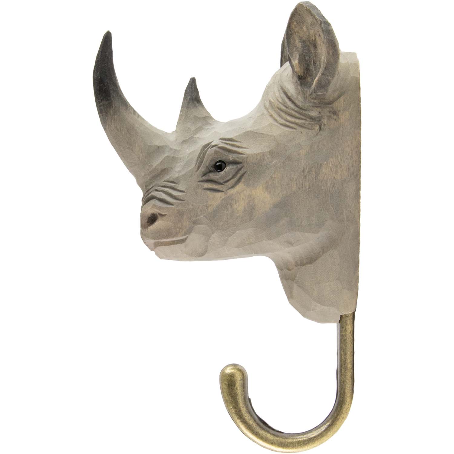 Wildlife Garden Haken Nashorn handgeschnitzt