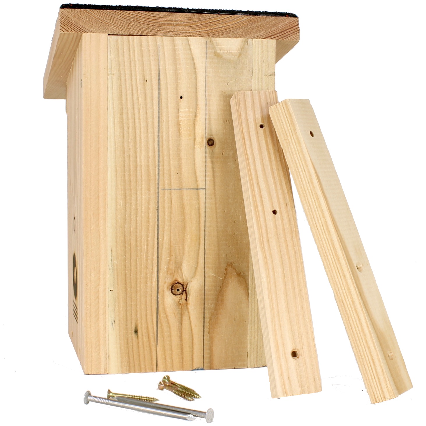 Vogelnistkasten 32 mm, Lärchenholz, Dach mit Teerpappe