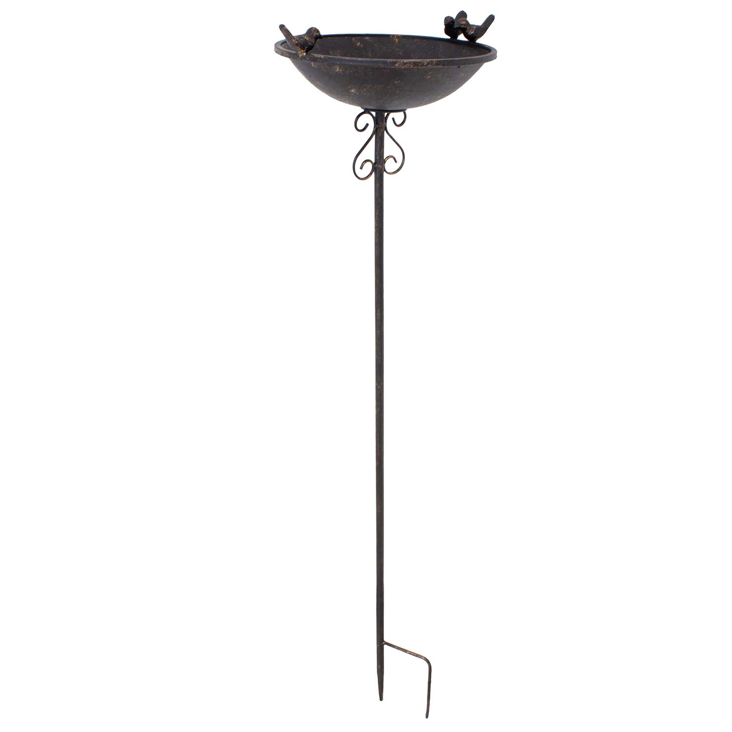 Vogeltränke auf Stab Metall mit 3 Vögeln - Gartenstecker