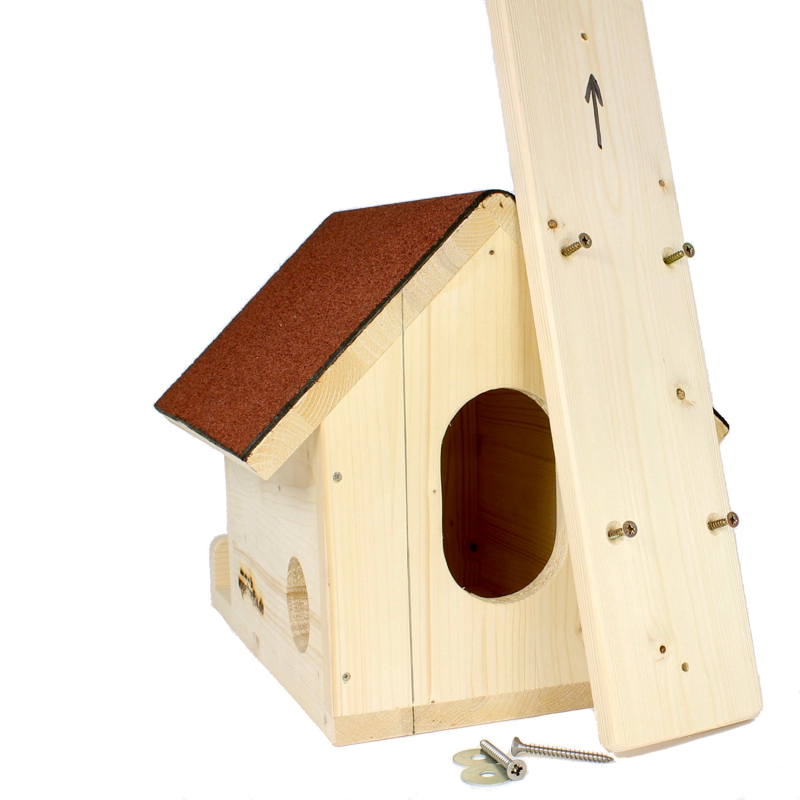 Eichhörnchen-Haus aus Massivholz mit Teerpappe