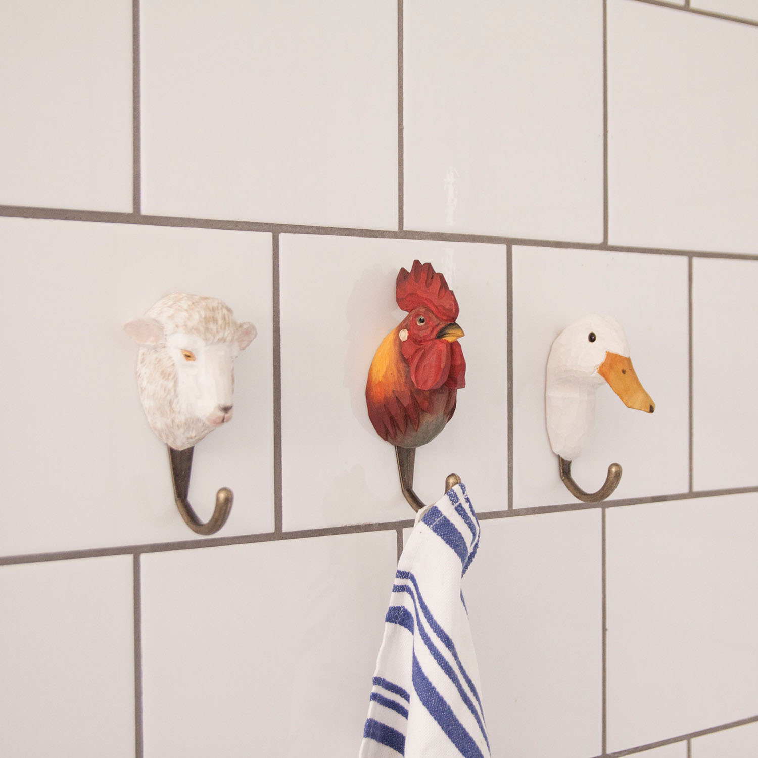 Wildlife Garden Haken Schaf handgeschnitzt