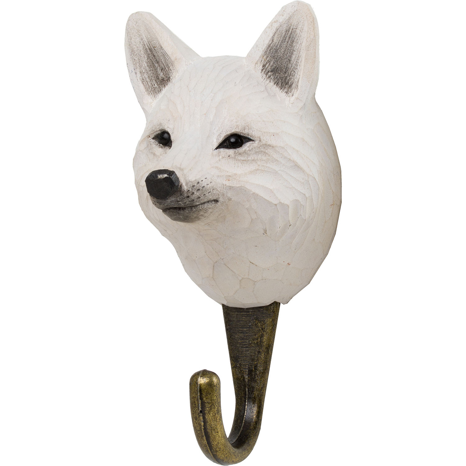 Wildlife Garden Haken Polarfuchs handgeschnitzt