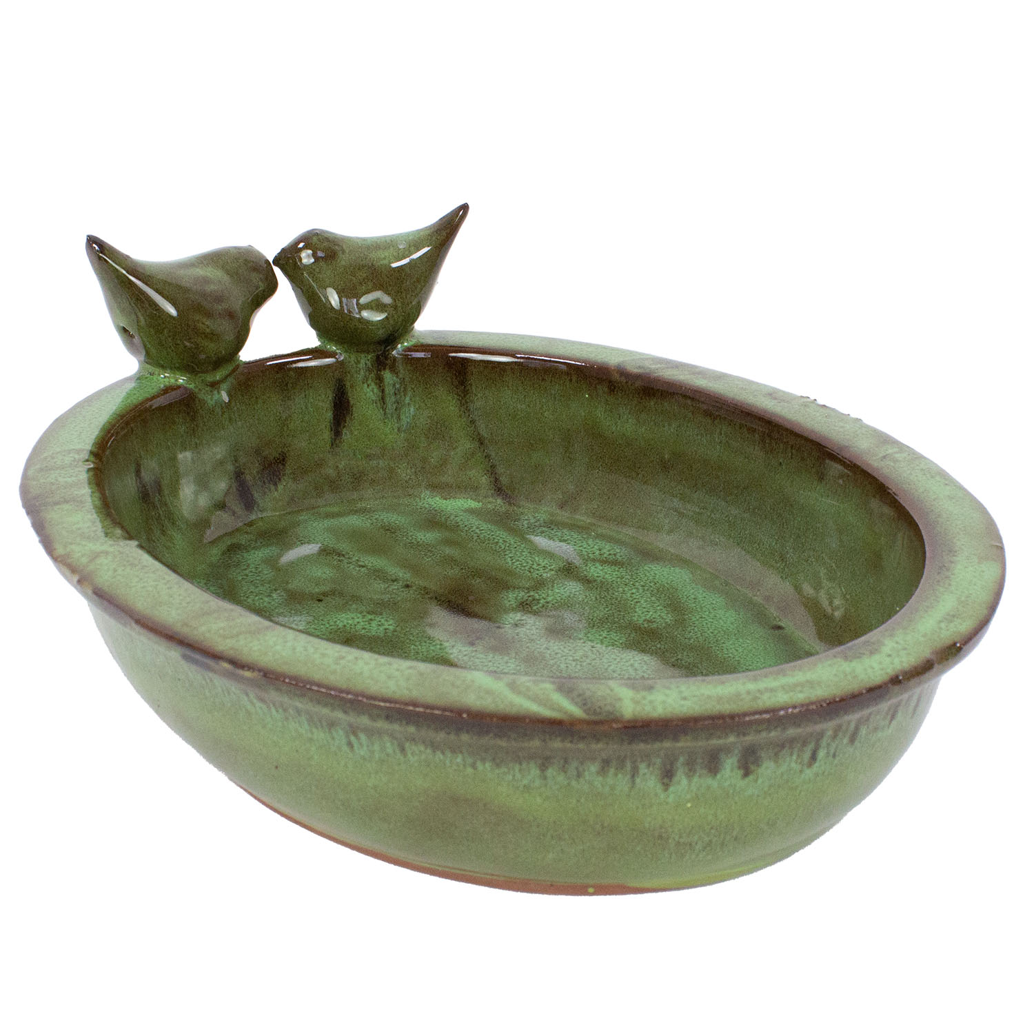 Vogeltränke Keramik oval grün Esschert Design