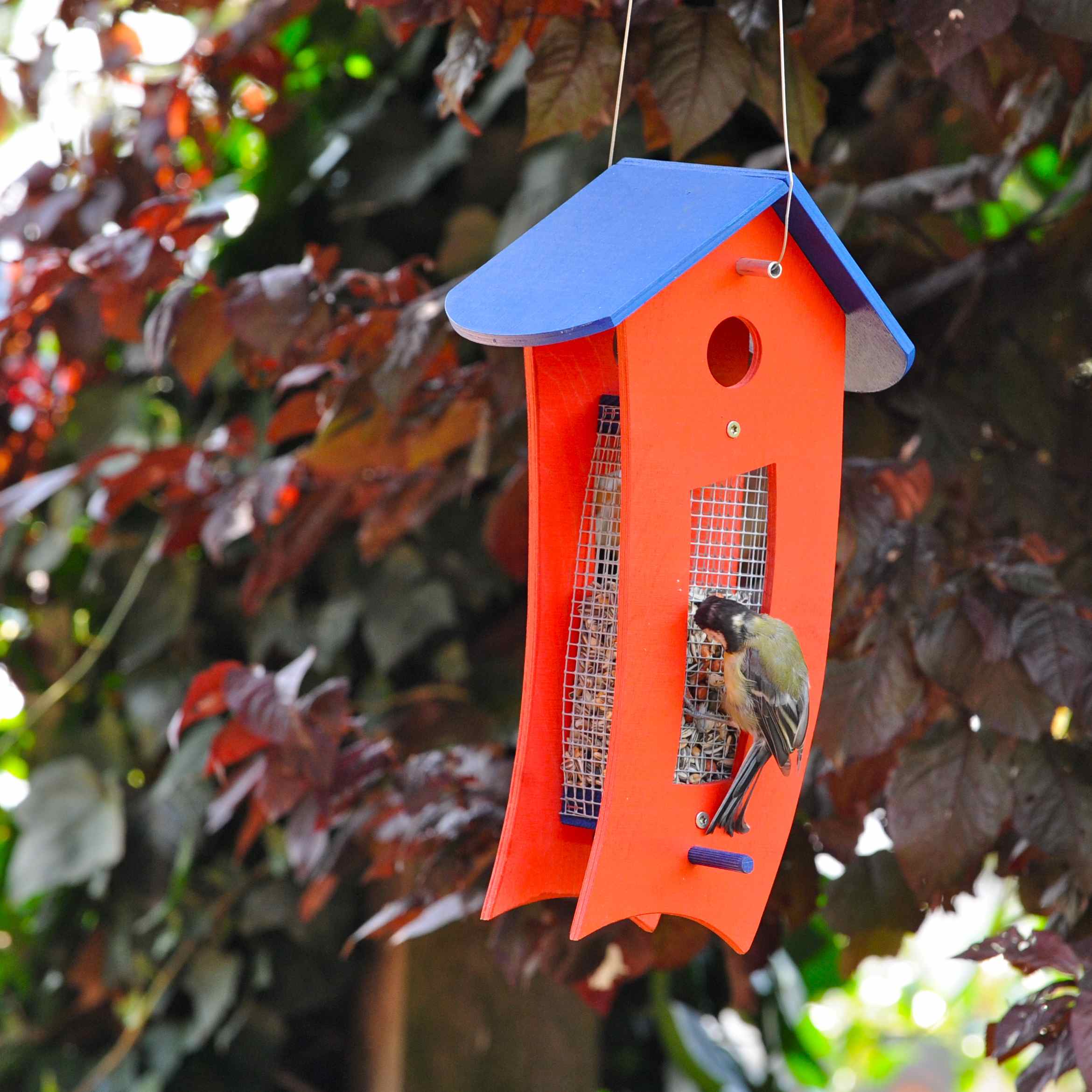 Futterspender rot - Futtersilo für loses Vogelfutter