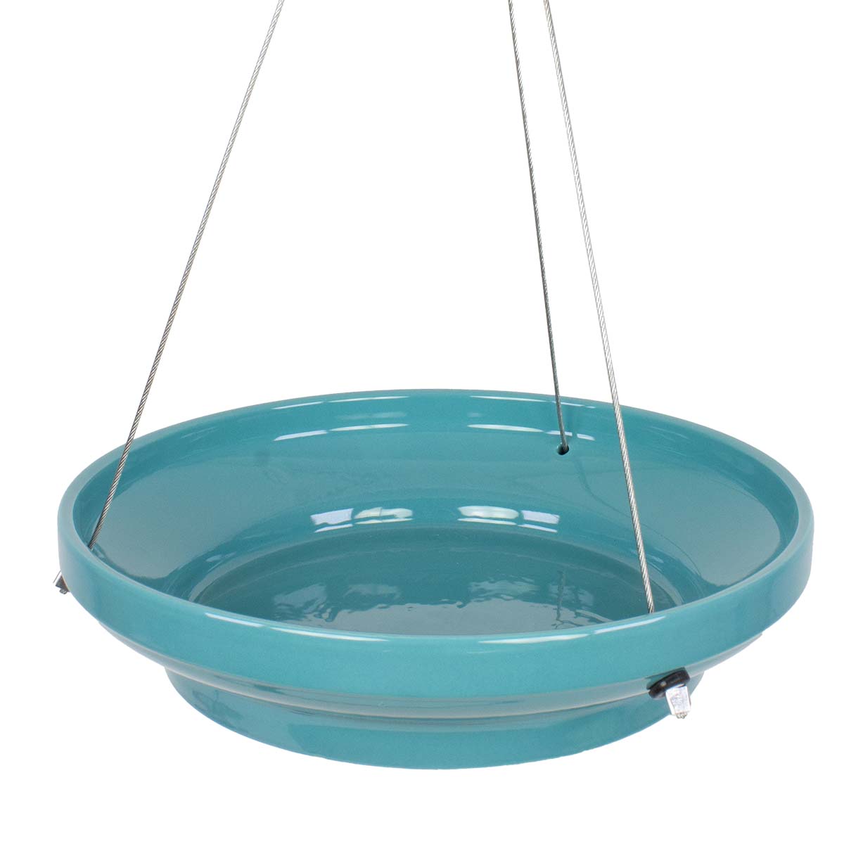 Blaue Keramikvogeltränke zum Hängen
