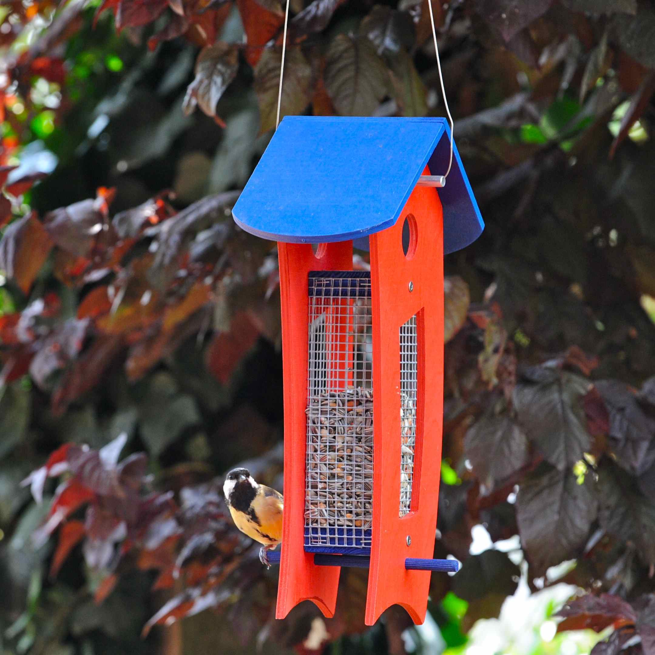 Futterspender rot - Futtersilo für loses Vogelfutter