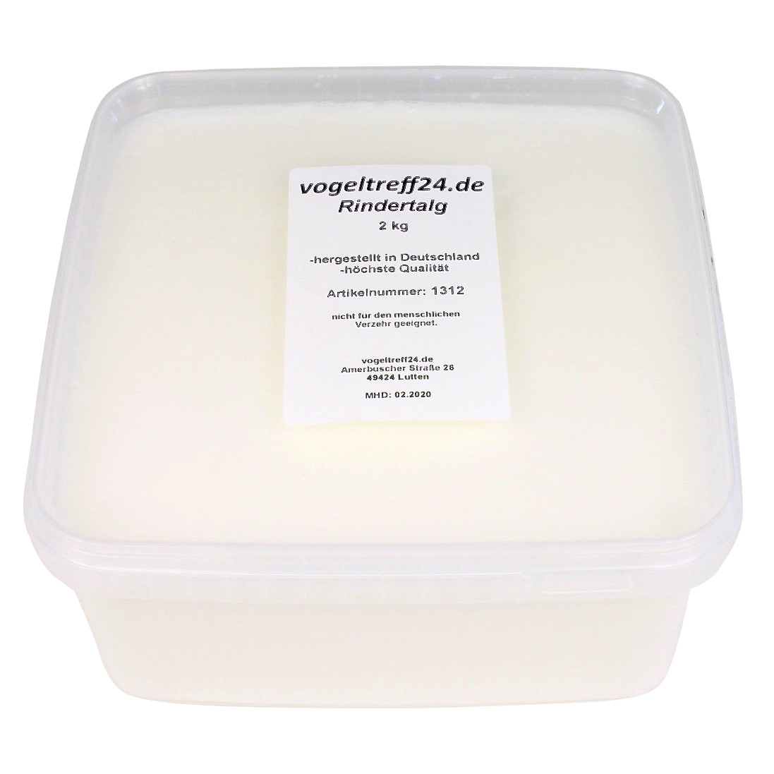 Rindertalg 2 kg, 100% rein, Fettfutter zur Vogelfütterung