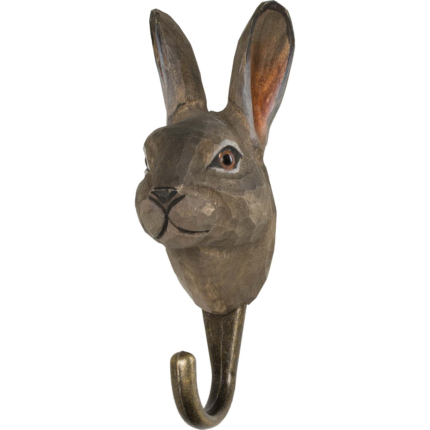 Wildlife Garden Haken Schneehase Kaninchen handgeschnitzt