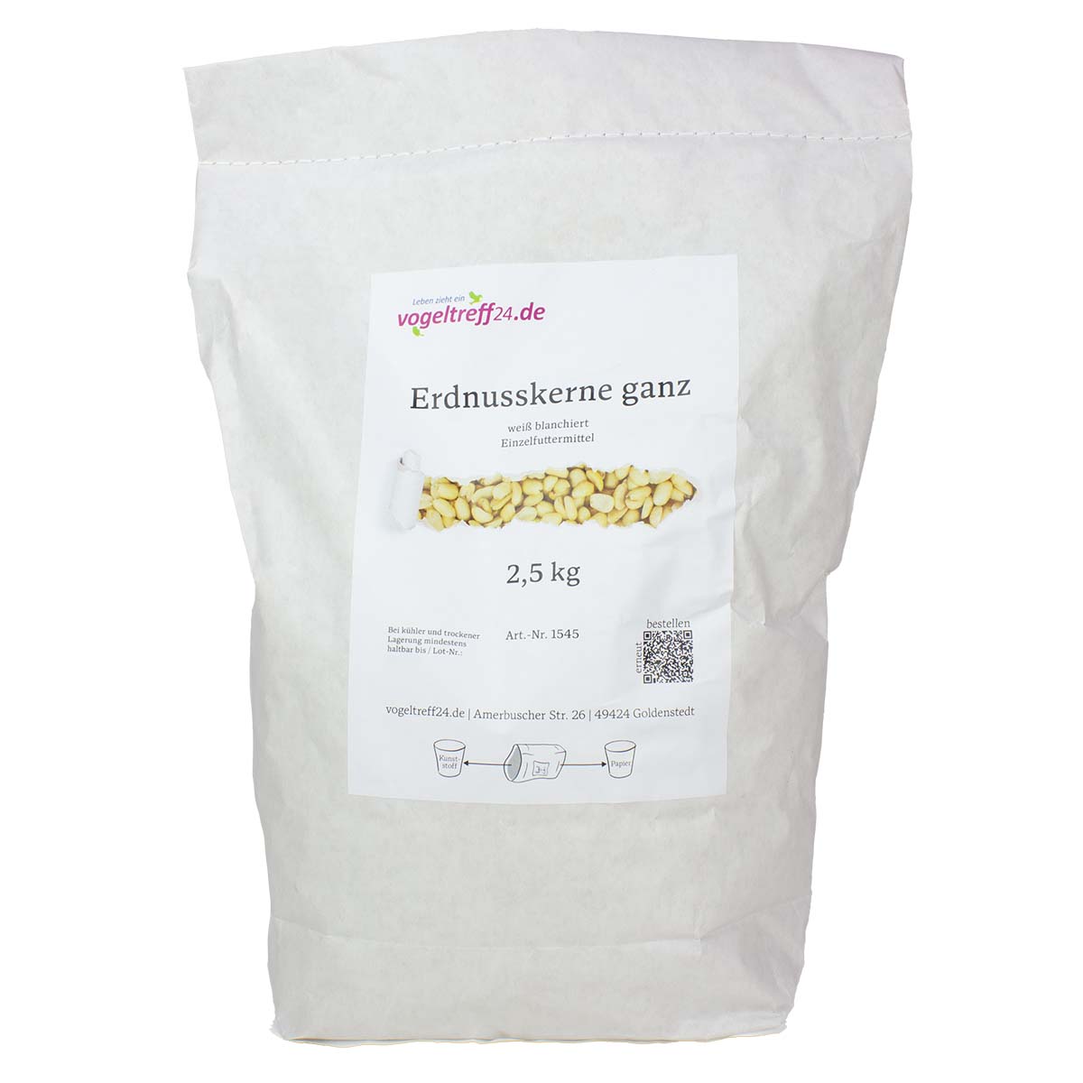 Erdnusskerne ganz 2,5 kg, weiß blanchiert