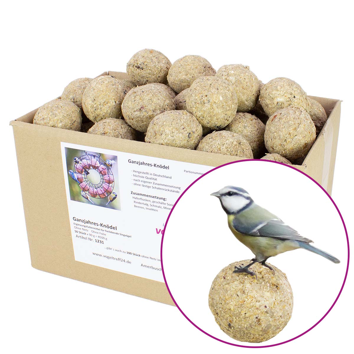 50 Meisenknödel mit Beeren und Insekten OHNE NETZ