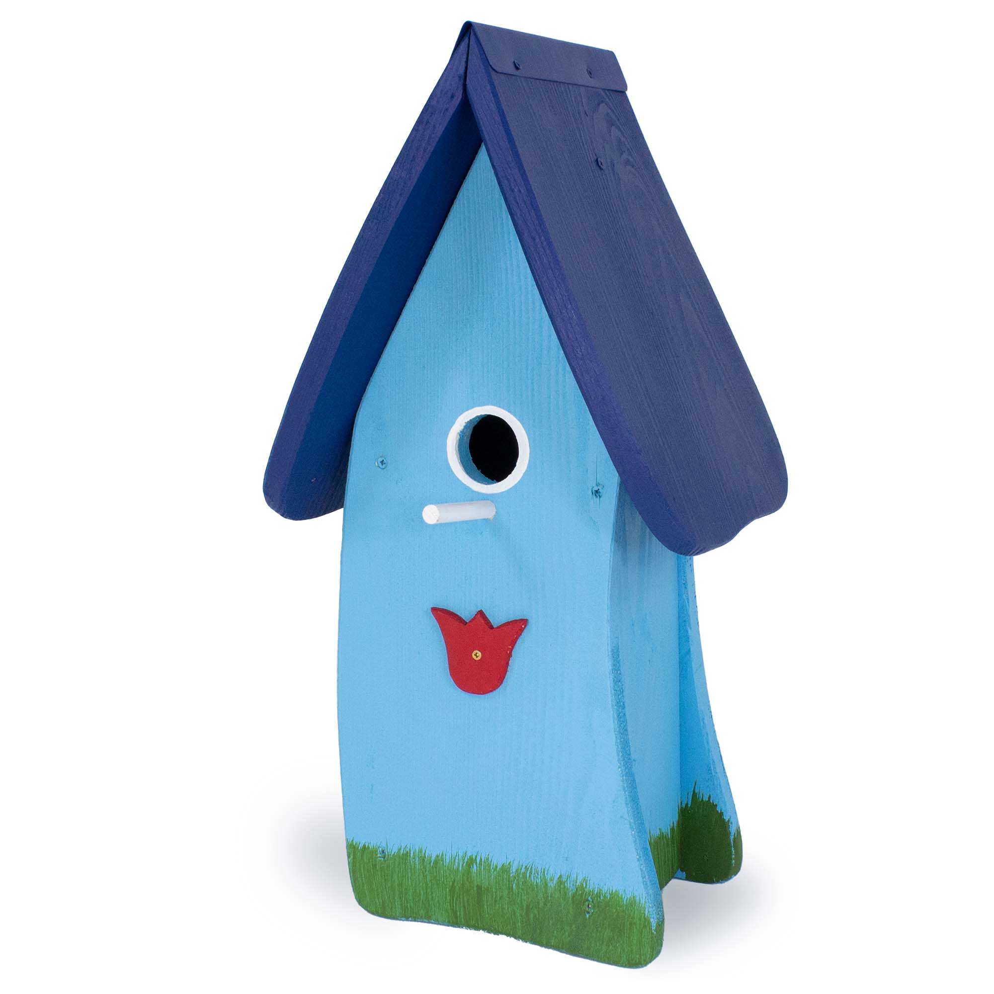 Vogelvilla Nistkasten hellblau mit Tulpe