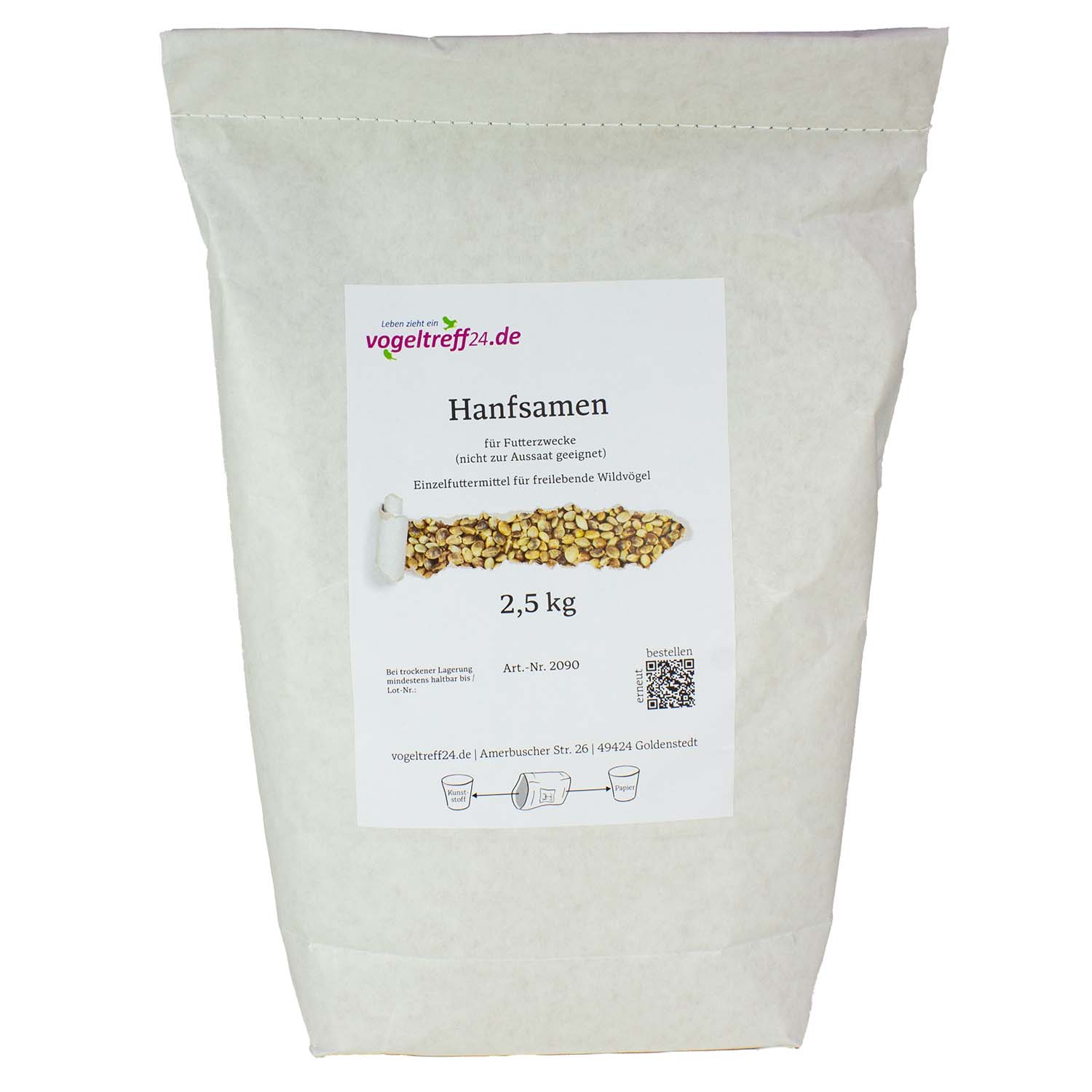 Hanfsamen 2,5 kg für Futterzwecke