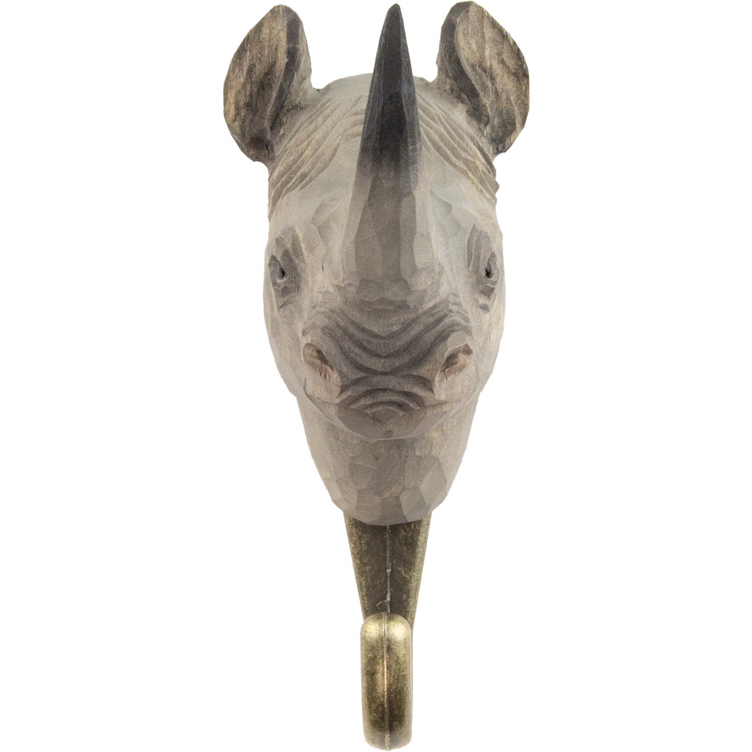 Wildlife Garden Haken Nashorn handgeschnitzt