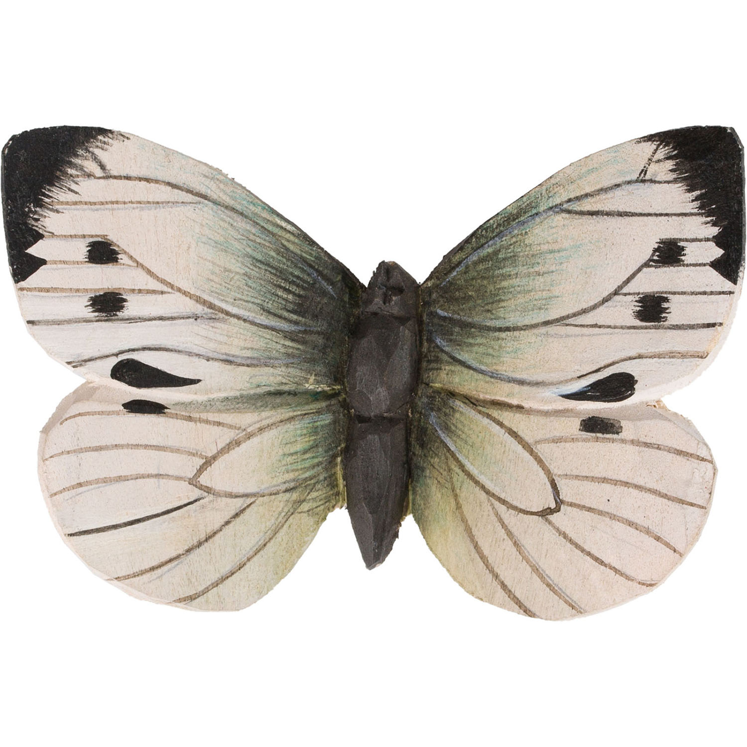 Großer Kohlweißling handgeschnitzter Schmetterling mit Magnet
