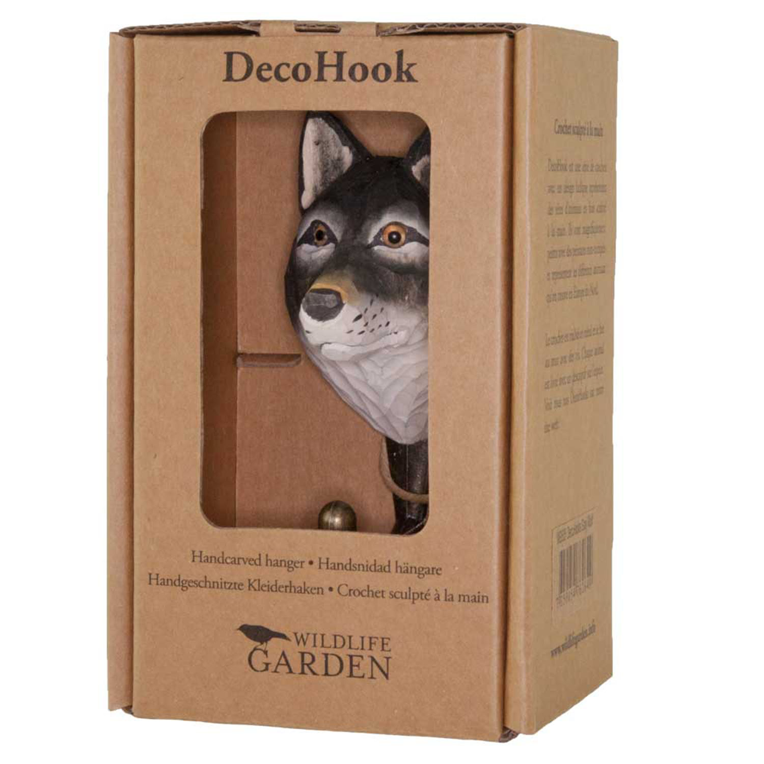 Wildlife Garden Haken Wolf handgeschnitzt