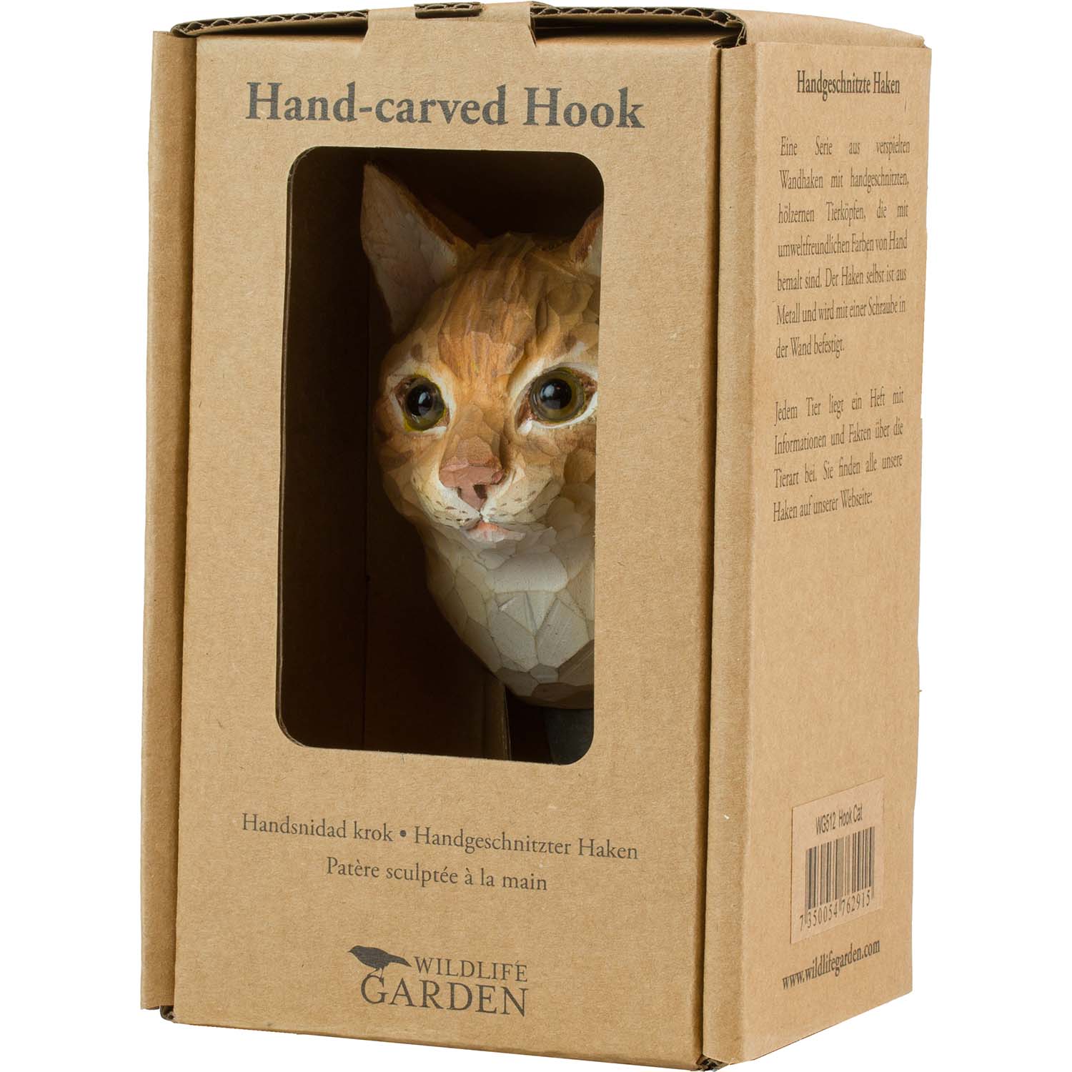 Wildlife Garden Haken Katze handgeschnitzt