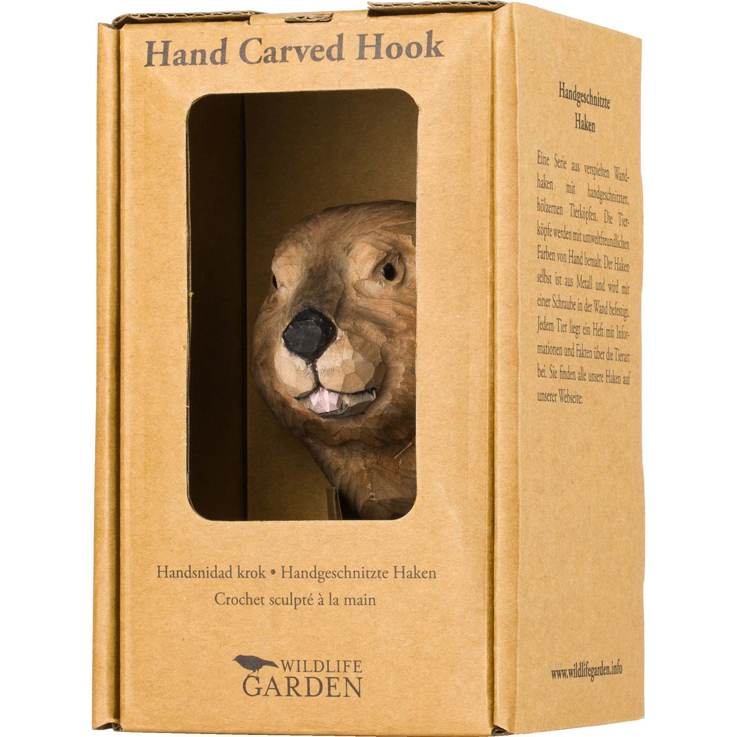 Wildlife Garden Haken Biber handgeschnitzt