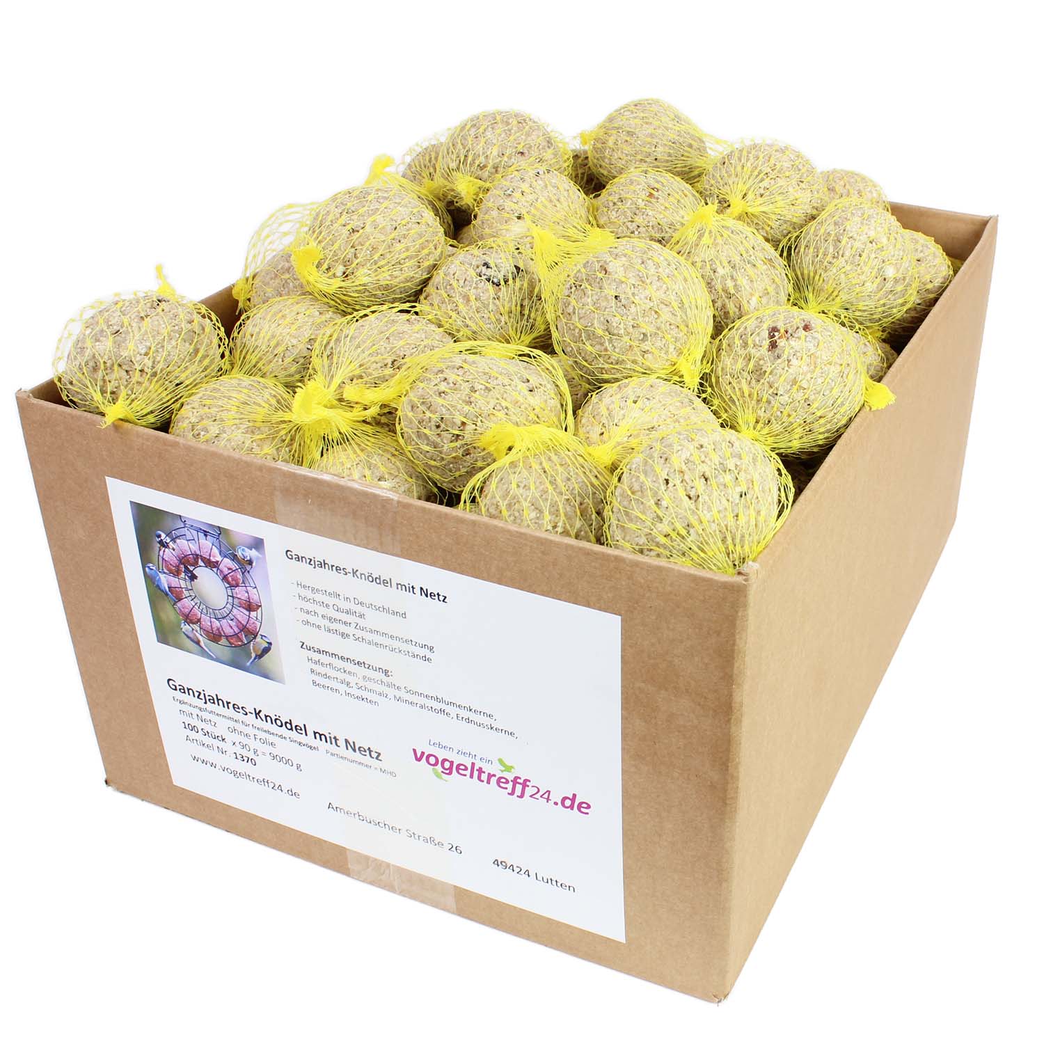100 Meisenknödel mit Beeren und Insekten MIT NETZ im SPARPAKET