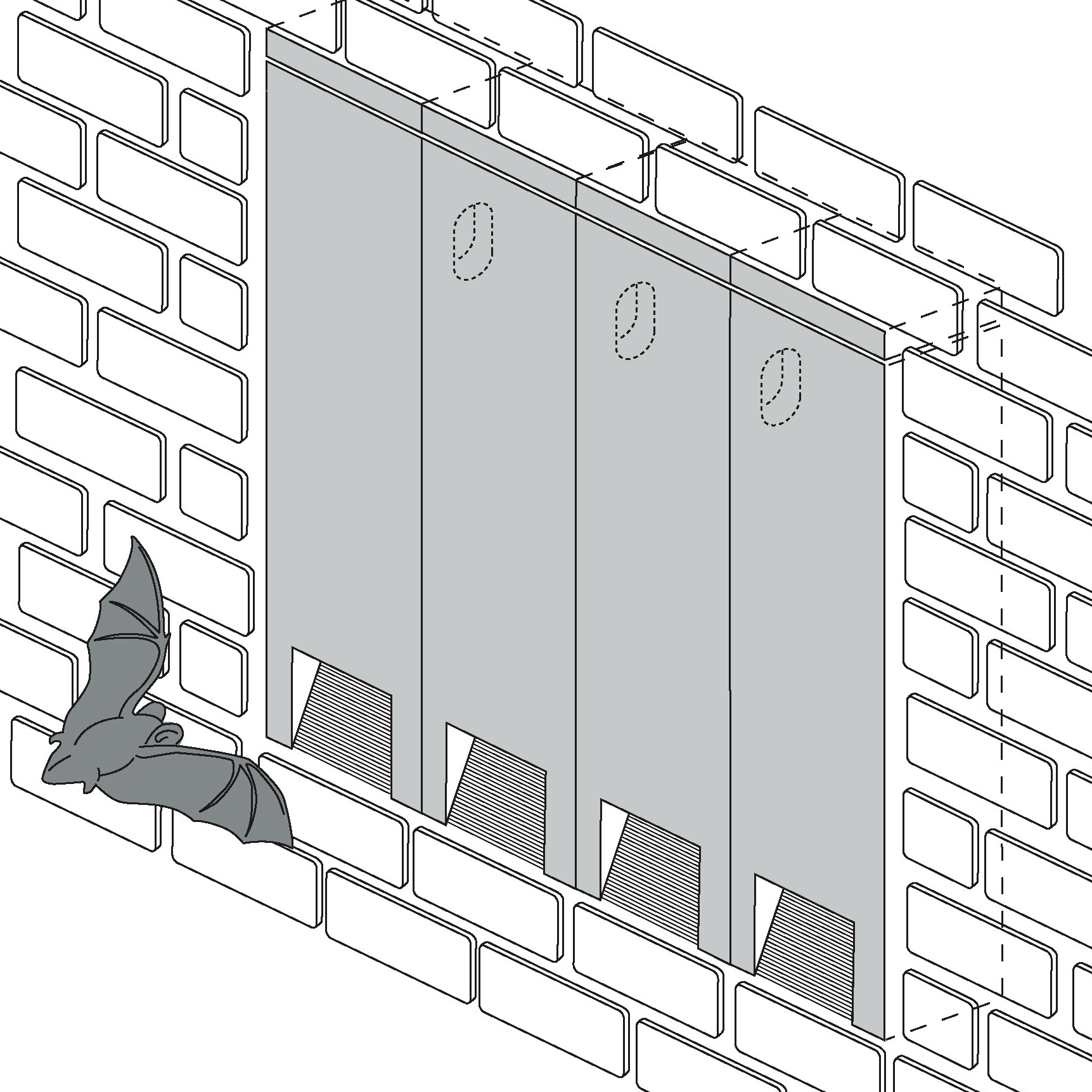 Schwegler Fledermaus-Fassadenröhre 2FR Reihenbildung zum Einbau in Wände