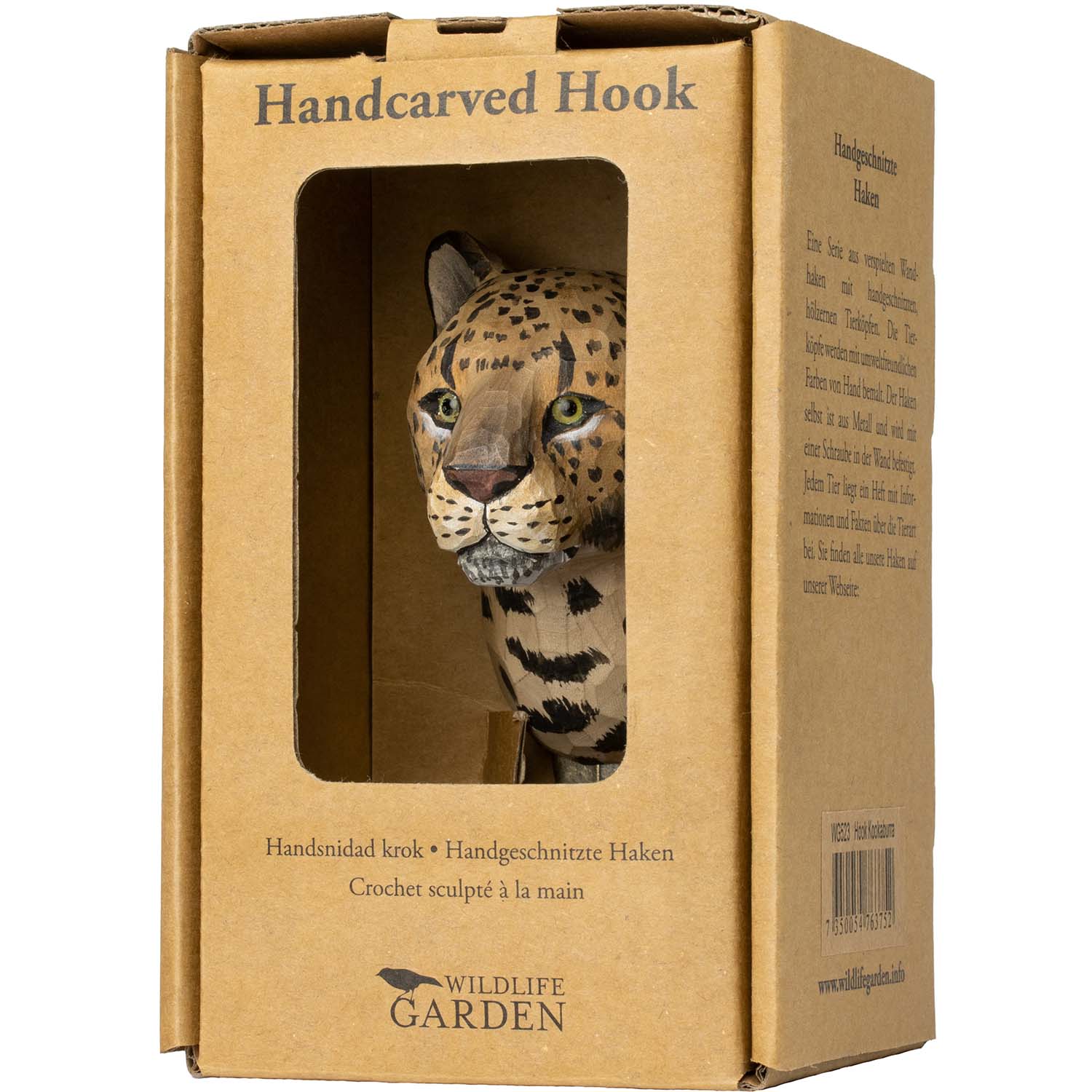 Wildlife Garden Haken Leopard handgeschnitzt