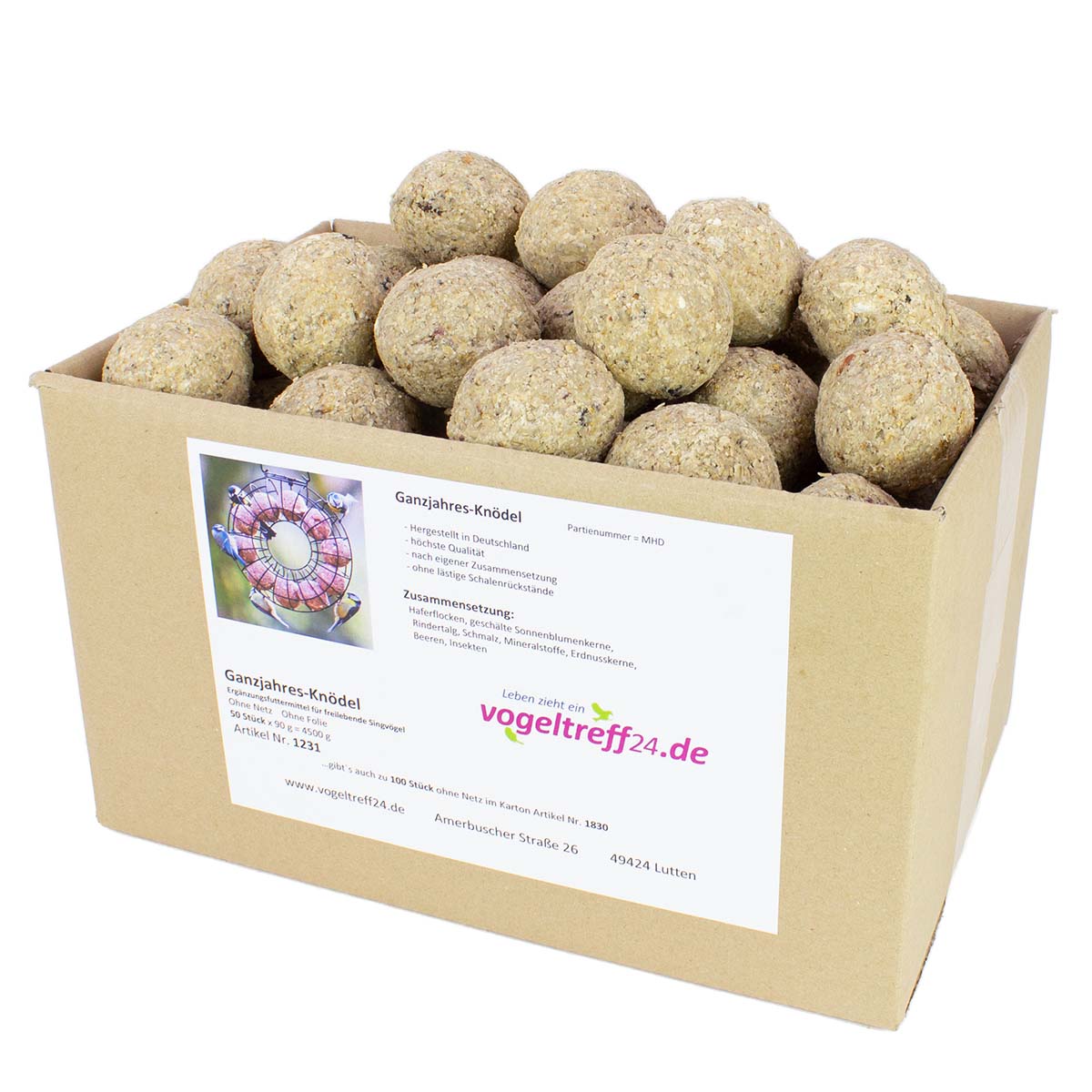 50 Meisenknödel mit Beeren und Insekten OHNE NETZ