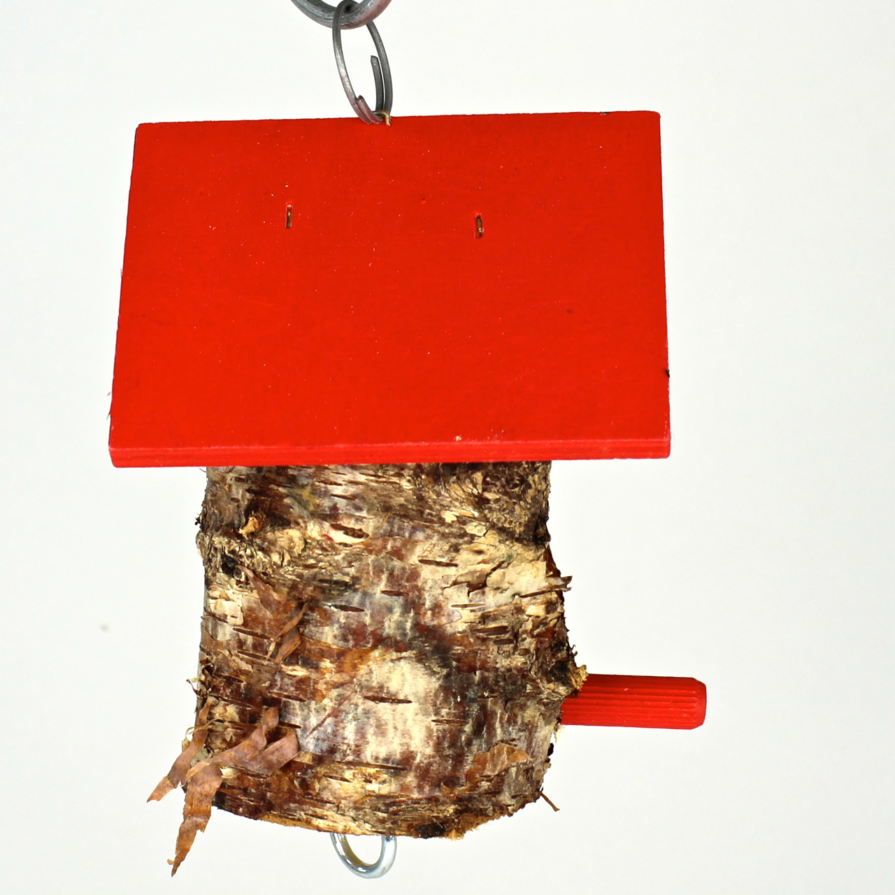 Knödel-Haus klein rot mit bestem Vogelfutter und Rindertalg