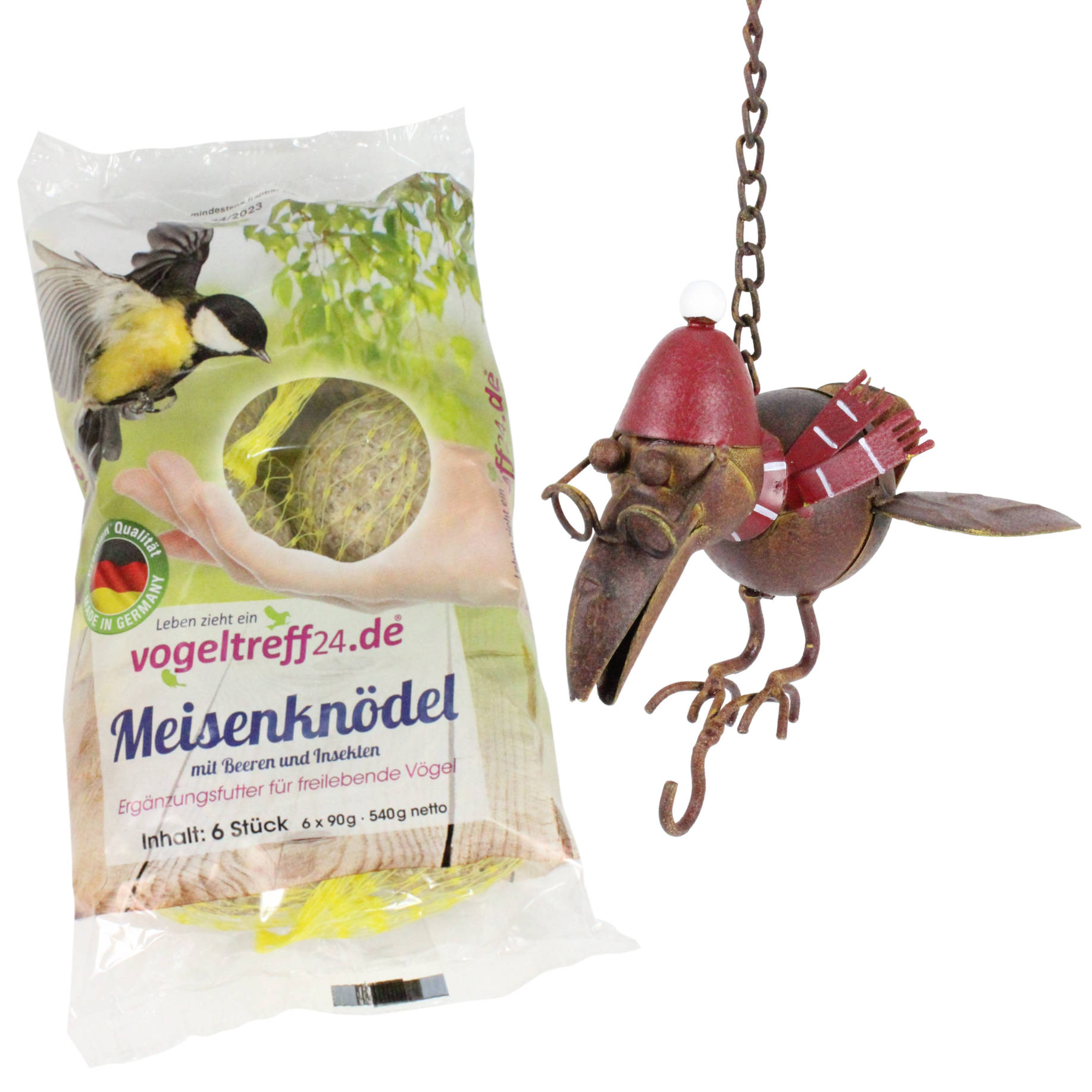 SET Kleiner Vogel Lothar fliegend + 6 Meisenknödel