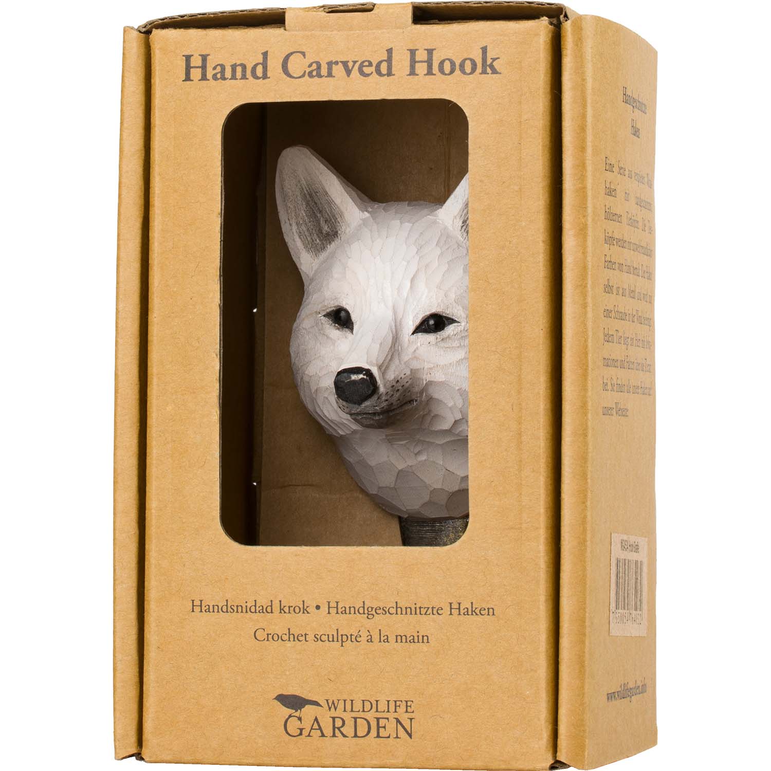 Wildlife Garden Haken Polarfuchs handgeschnitzt