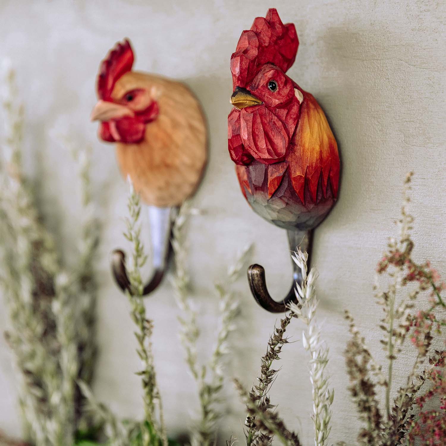 Wildlife Garden Haken Hahn handgeschnitzt